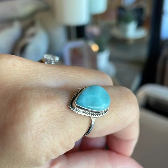NEW Sterling silver Larimar ring - size 6.5 - Picture 3 of 6